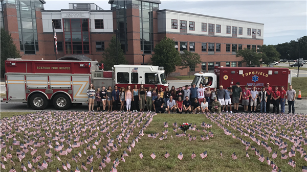 Placing flags for 9/11 memorial